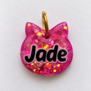 Placa Resina Gato Glitter