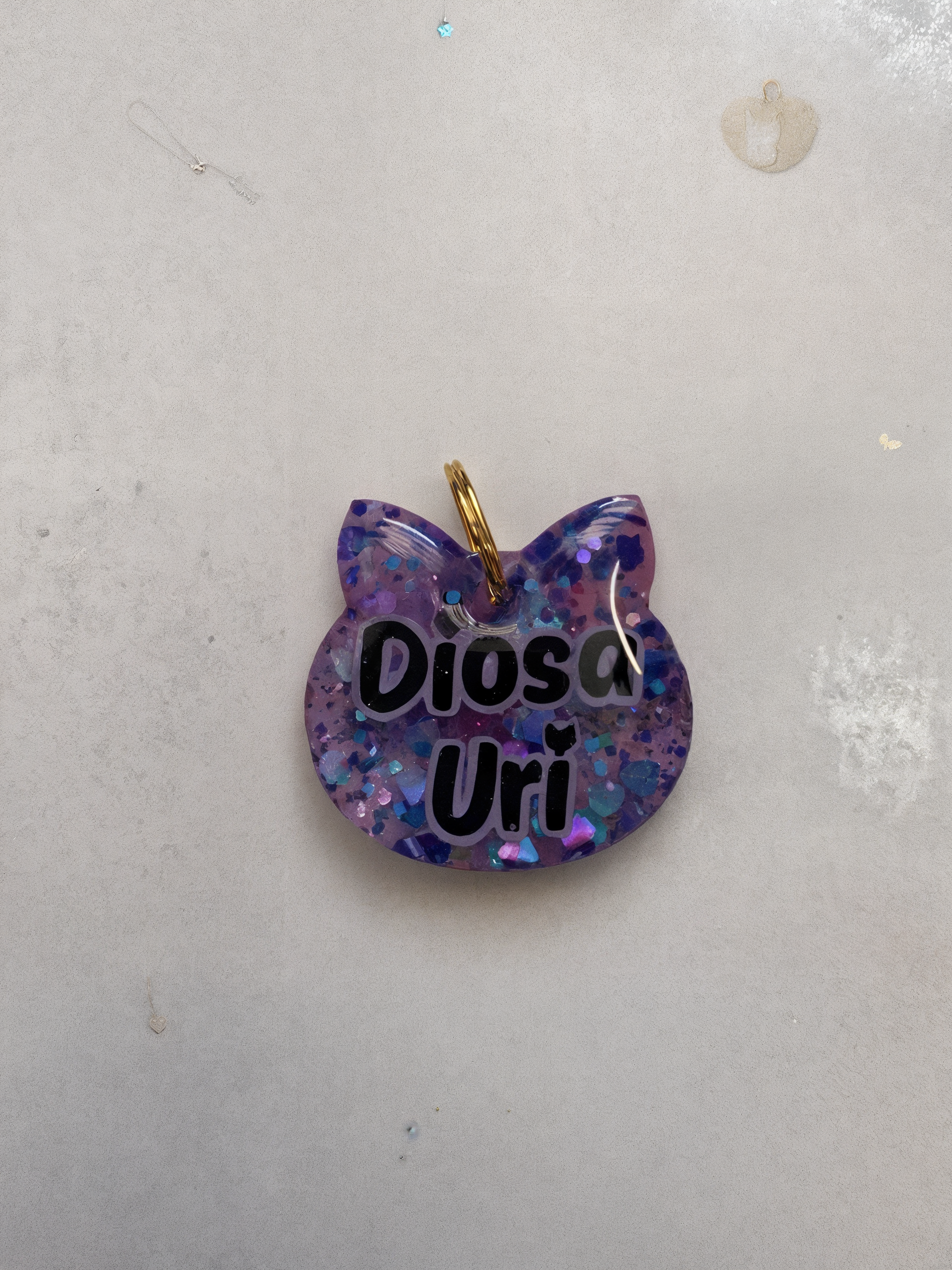 Placa Resina Gato mezcla pigmento glitter