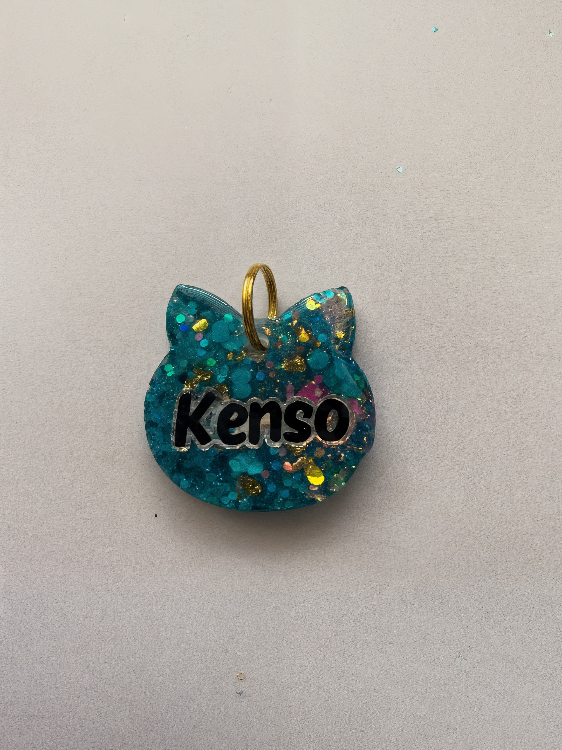 Placa Resina Gato Glitter mineral