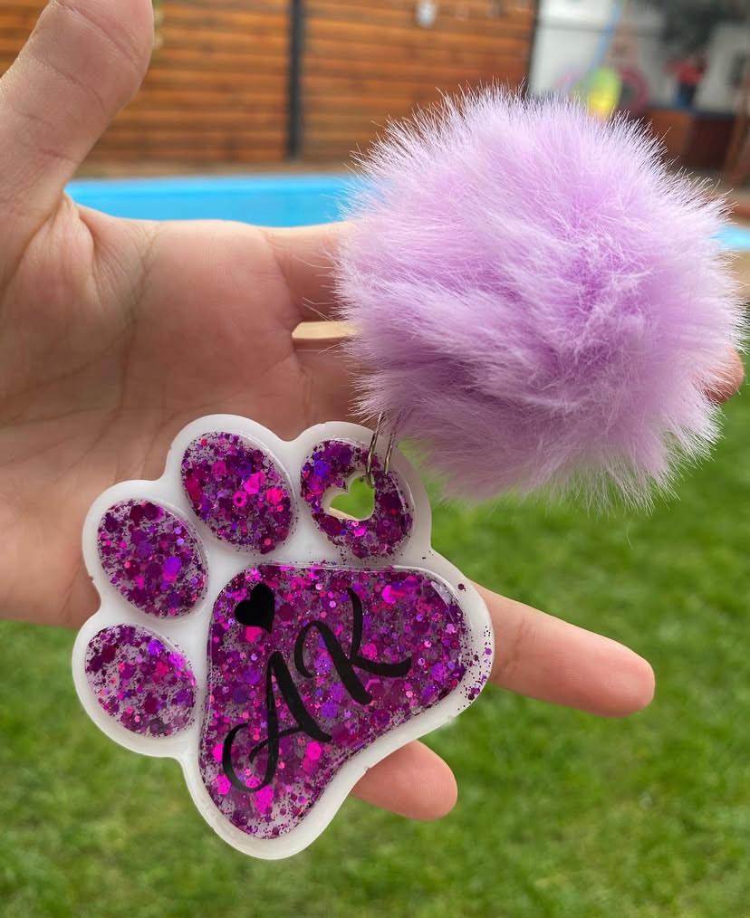 Llavero Patita Glitter con Pompón