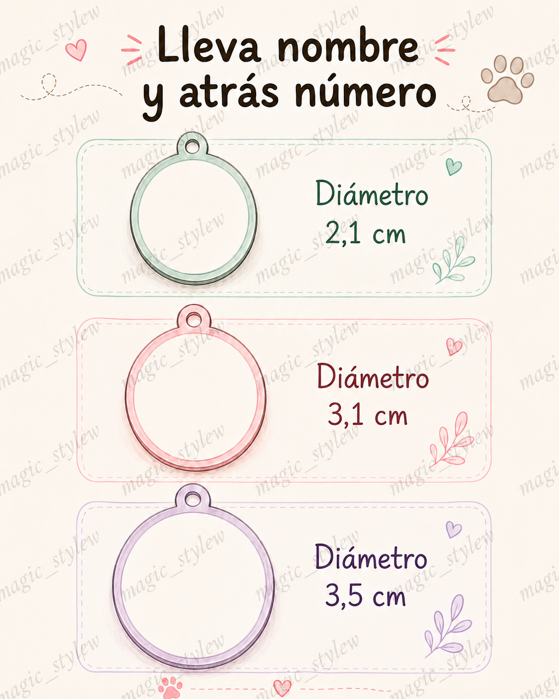 Placa circular personalizada en resina para mascotas - Imagen 2