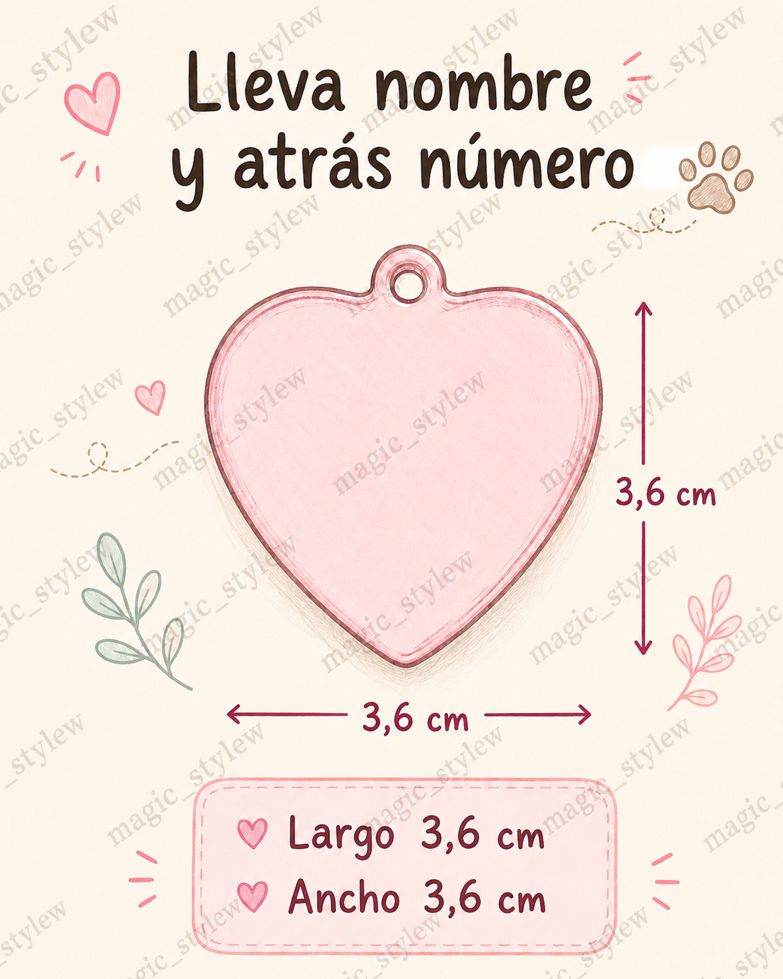 Placa Resina Corazón con flores secas - Imagen 2
