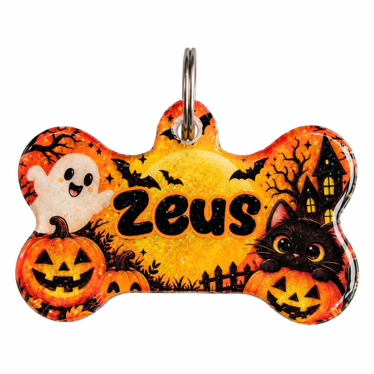 Placa Resina Hueso diseños halloween, nombre y numeros de telefonos en la parte de atras - Imagen 4