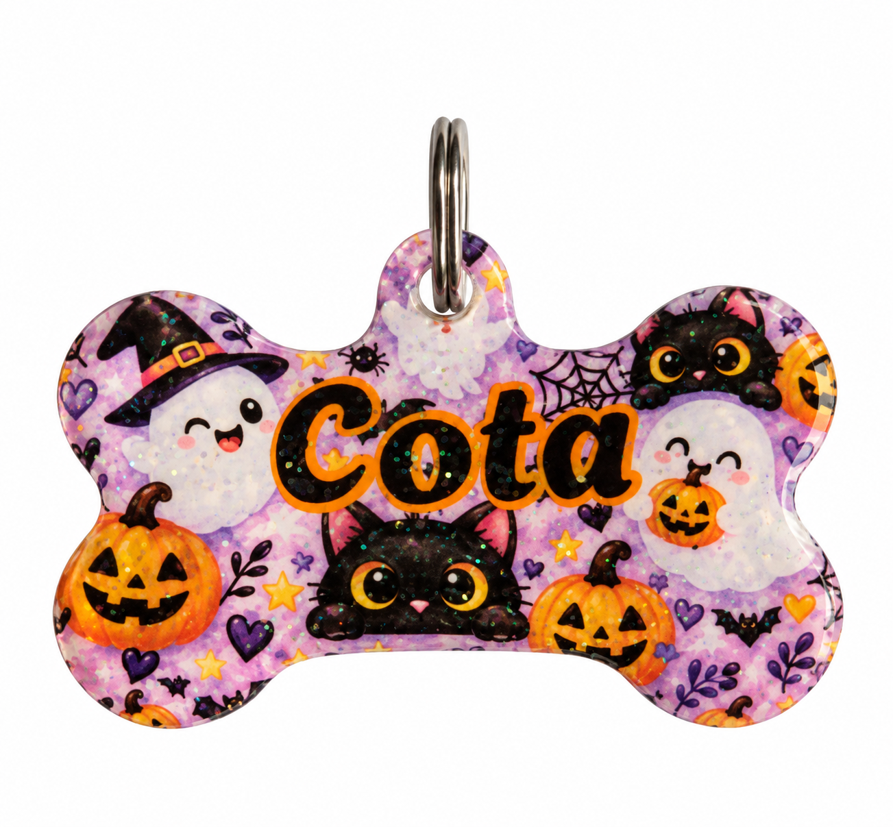 Placa Resina Hueso diseños halloween, nombre y numeros de telefonos en la parte de atras - Imagen 3